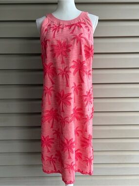 •Talbots• Coral Embroidered Palm Tree Shift Dress - Size 10